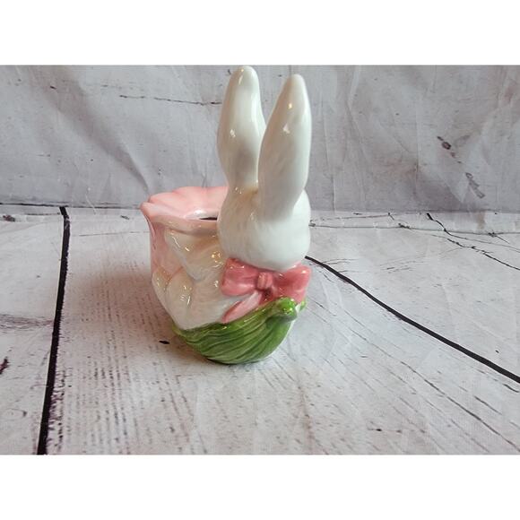Cheryl Johnson Spring Bunny Rabbit Candel holders flower Vintage 1987 - Picture 4 of 6